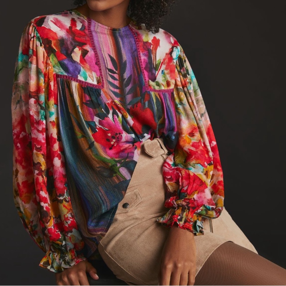 Anthropologie Bl-nk Miranda Peasant Blouse